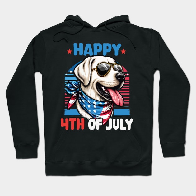 Happy 4th of July Patriotic American Labrador Retriever Funny Hoodie by JUST PINK